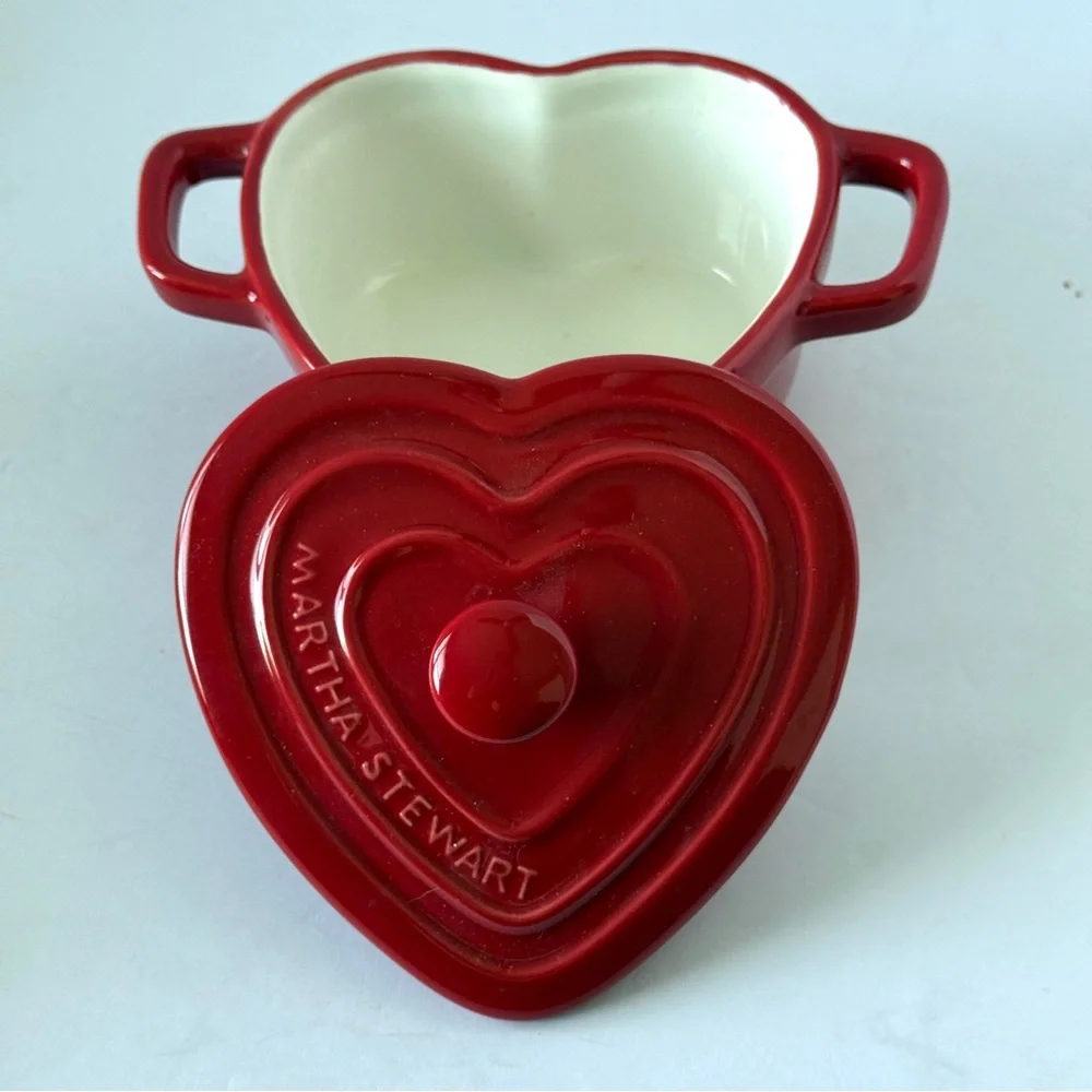 Martha Stewart Heart Cocottes Stoneware - Red